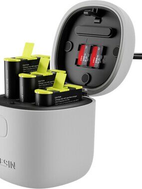 TELESIN Allin Box Battery Charger & Card Reader with 3 Batteries for GoPro HERO